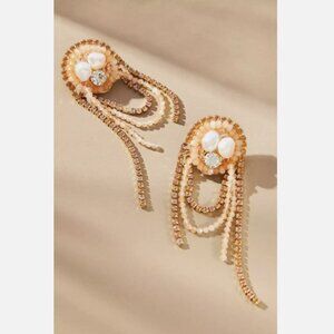 NWT Anthropologie Sunset Beaded Looped Drop Earrings Pink
